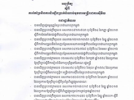 អនុក្រឹត្យលេខ ៤១ ស្តីពីការកែប្រែនិងការដំឡើងប្រាក់បំណាច់មុខងារមន្រ្តីរាជការស៊ីវិល